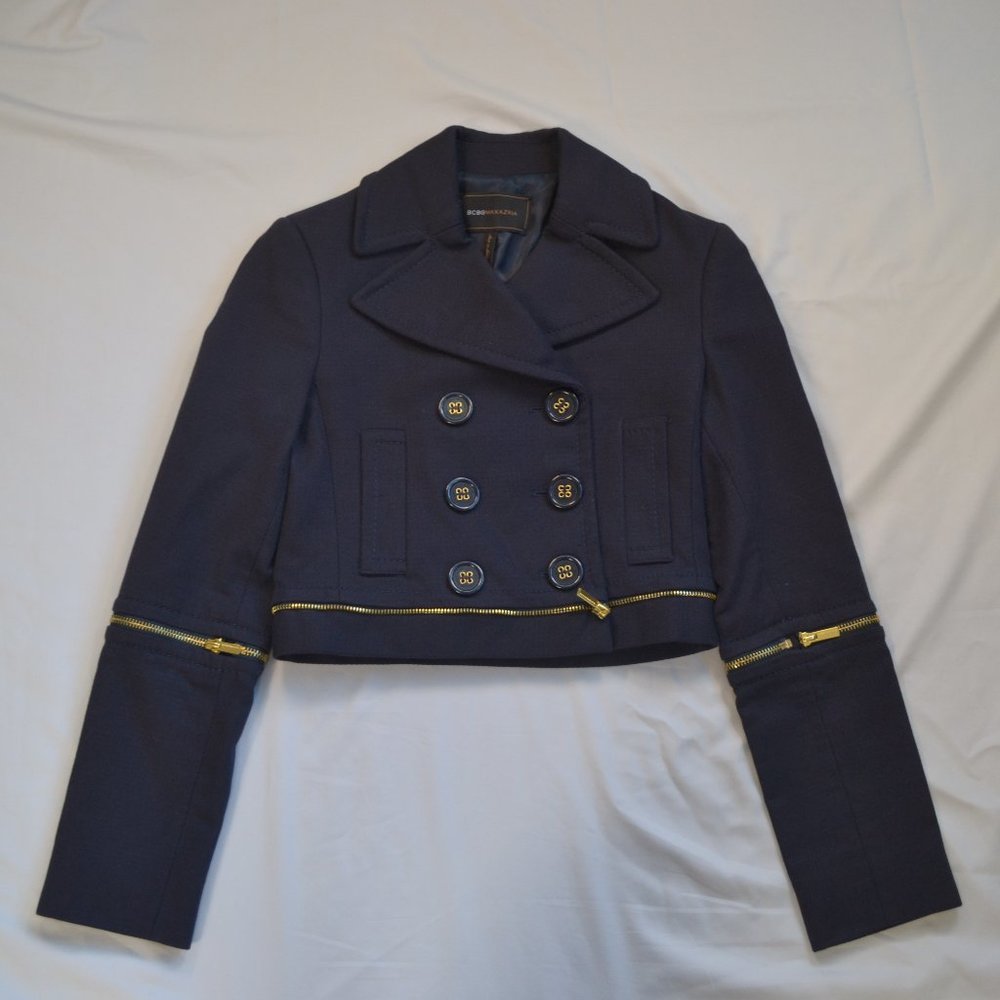 BCBG Navy Blue Cropped Blazer